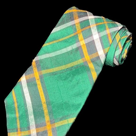 Ronnie Hek Men’s Tie Silk Scotland Kelly Green Plaid - Picture 2 of 4